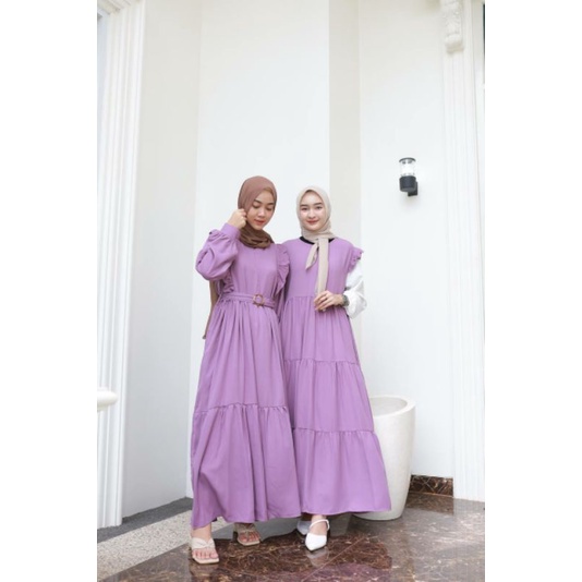 EDISI LAVENDER - Dress Maxi Gamis Polos Couple Kembar Dresscode