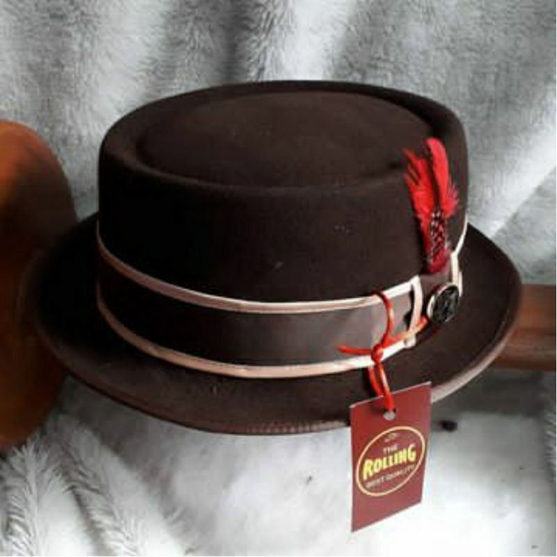 TOPI PORKPIE STYLE TOPI JAZZ TOPI KOBOI TOPI LEGEND TOPI TOMPI TOPI LAKEN WOLL TOPI COKLAT UNIK
