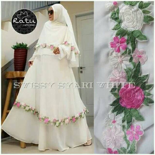 SWISSY SYARI  WHITE GAMISSYARI BAJU  MUSLIM  Shopee  Indonesia