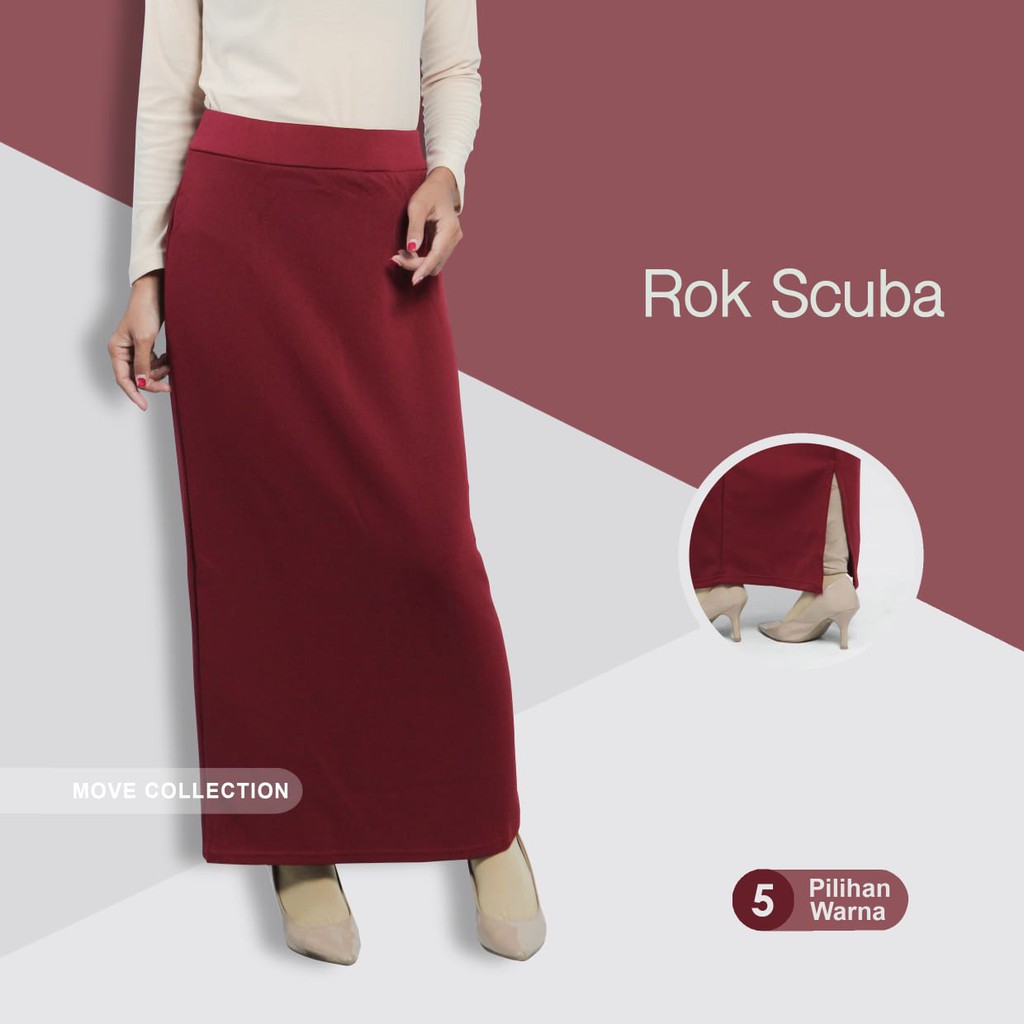 Rok Span Scuba Pencil Skrirt Basic Polos Allsize
