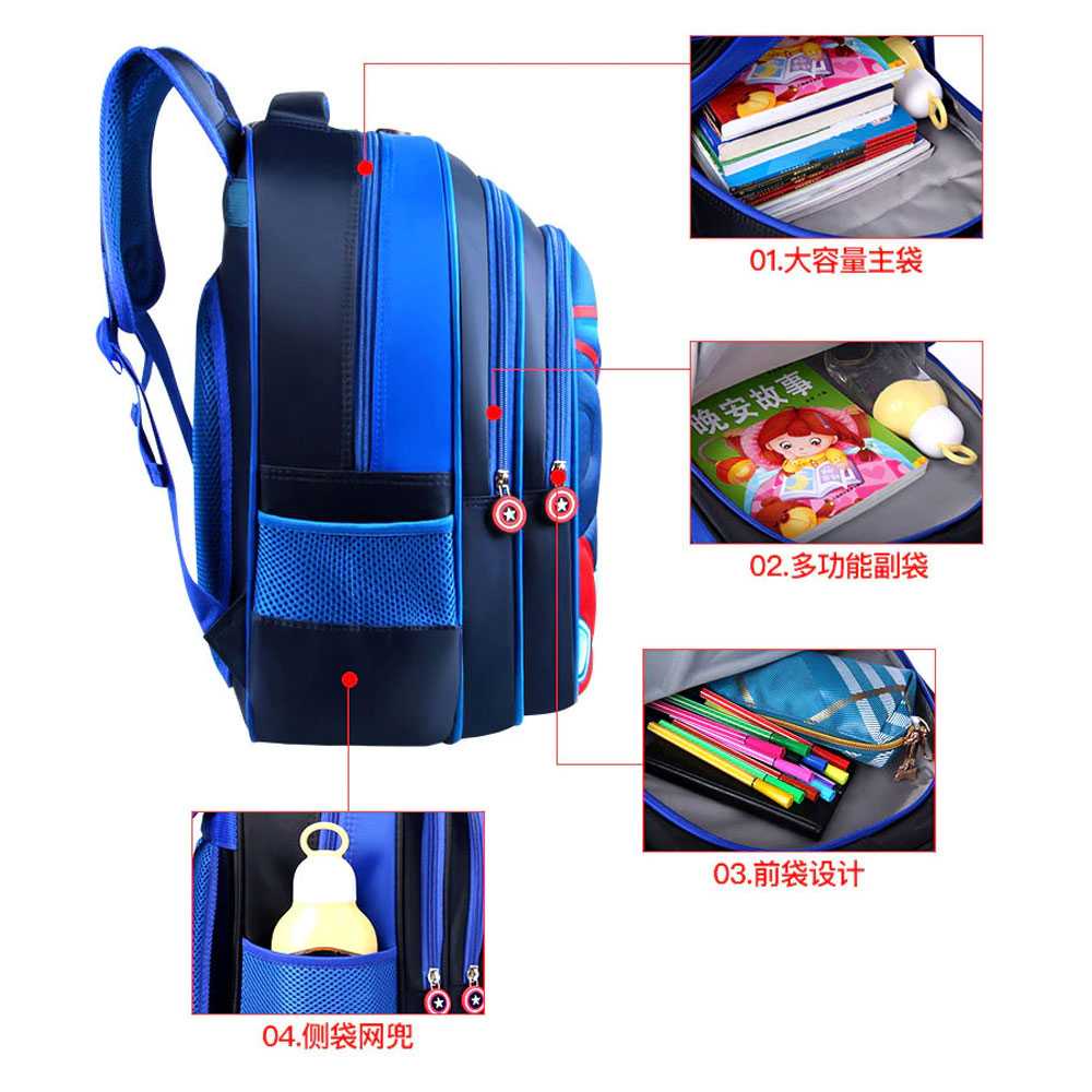 Tas Sekolah Anak Bentuk Karakter Kartun Captain America Marvel Superhero / Backpack Tas Ransel Anak TK Paud Playgroup SD Laki Laki Pria Cowo Cowok Desain Superhero Capten Captain Amerika Keren Bahan Halus Lembut Tebal Timbul Quality Premium Anti Penyok