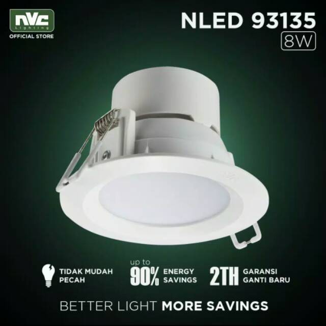 Lampu NLED NVC 93135 / Putih 8W 220-240V/ Lampu Downlight