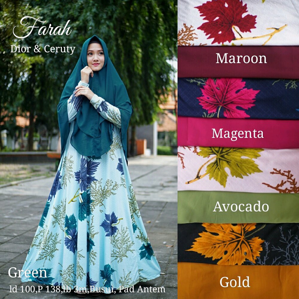 Unik gamis syari set khimar double layer bahan dior Diskon