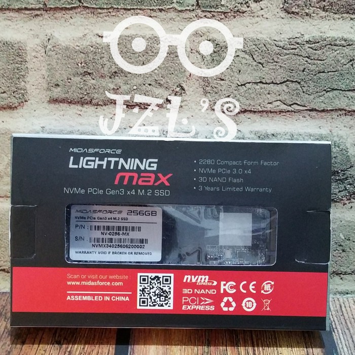 SSD NVME M.2 PCIE MIDASFORCE 256GB NVME M2 PCIE LIGHTNING MAX GEN3 x4