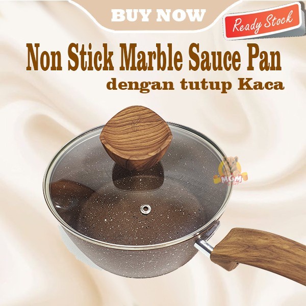 Non stick marble sauce pan panci susu 20cm dgn Tutup INDUCTION READY