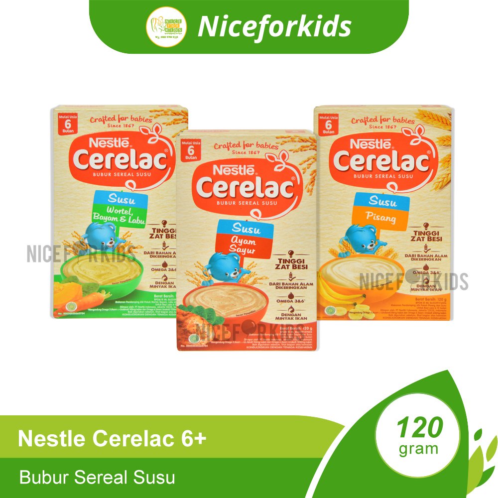 Nestle Cerelac Bubur Sereal Susu Usia 6+ Kemasan 120gr Bubur Instan / Bubur Mpasi