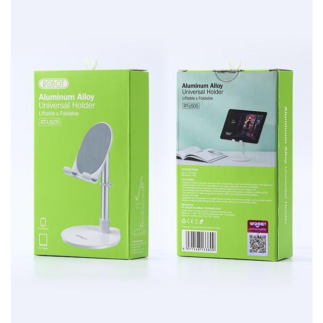 ROBOT RT-US05 TABLE PHONE HOLDER STAND HP MEJA ALUMINIUM ALLOY RT US05