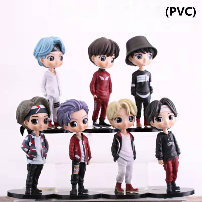 7pcs Mainan Boneka Action Figure KPOP Kawaii Star TOP Group Bangtan Boys Bahan PVC Ukuran 15cm Untuk Hadiah