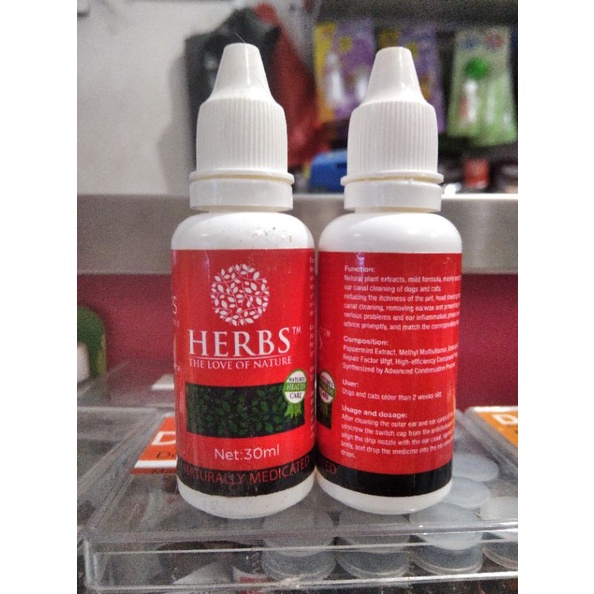 Herbs Earmite Drop 30ml obat tetes telinga Kucing Anjing