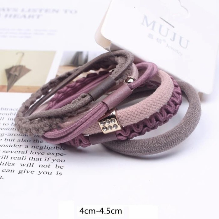 IK37 Ikat Rambut Korea Mix Patern SET ISI 6 PCS Import Premium