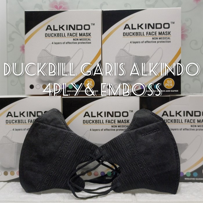 MASKER DUCKBILL ALKINDO / MOUSON 4 PLY EMBOSS EARLOOP DISPOSABLE FACEMASK 50 PCS