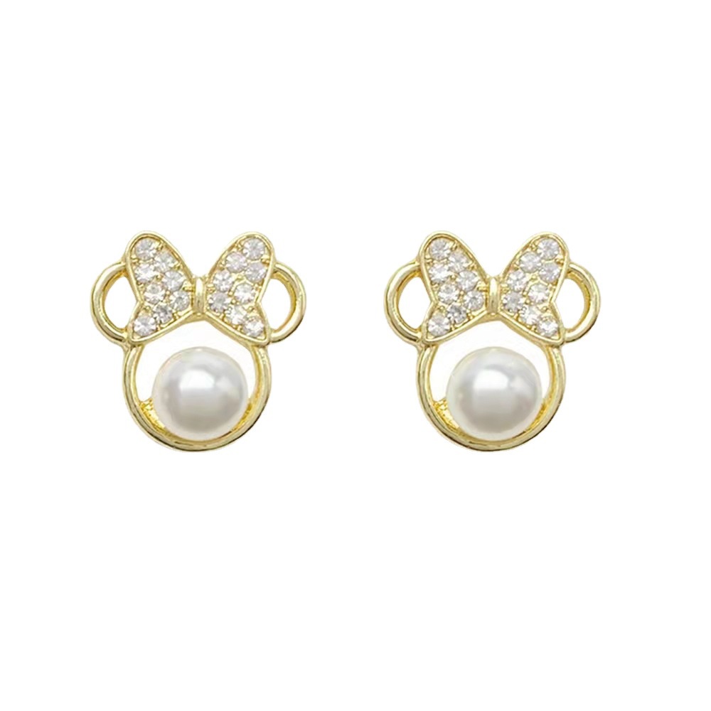 Anting Stud 925 Silver Model Micky Menjuntai Untuk Wanita