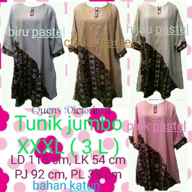 Tunik jumbo wanita 3L big size atasan muslim jumbo bigsize Tunik jumbo wanita 3L big size atasan muslim jumbo bigsize