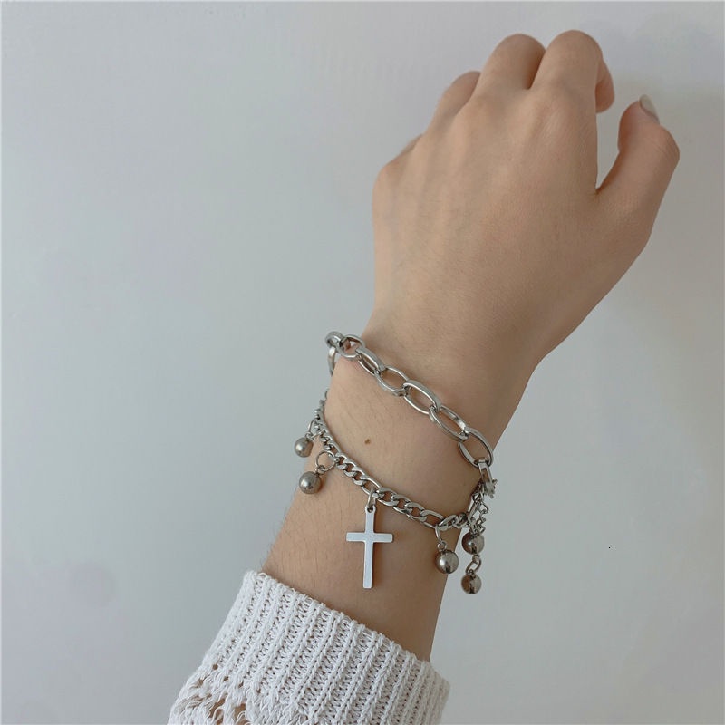 Double-layer Cross Bracelet Accessories Personality Hip-hop Punk Style