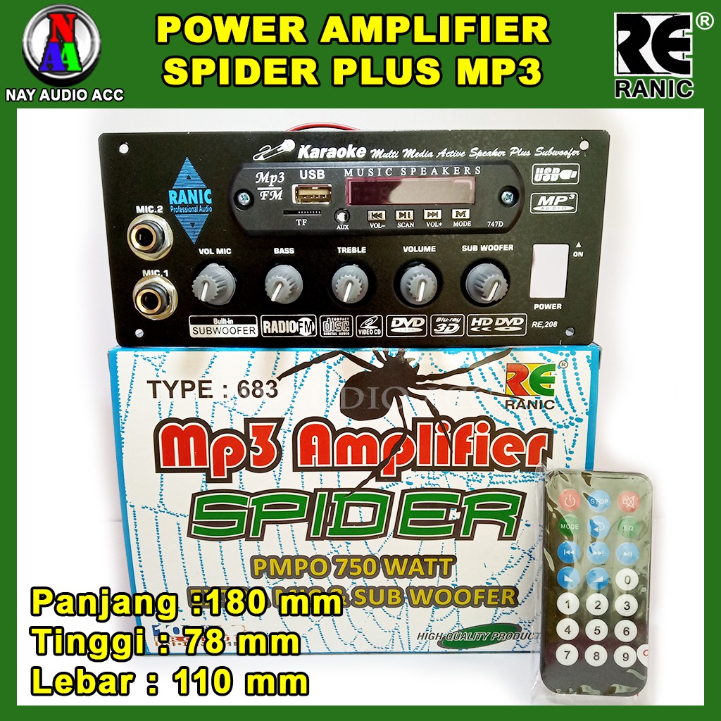 Kit Power Amplifier Speaker Aktif Plus MP3 USB 750W PMPO | Shopee Indonesia