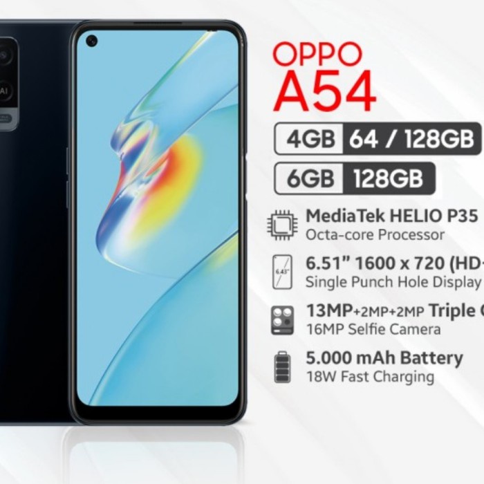 OPPO A54 RAM 4 GB INTERNAL 128 GB - GARANSI RESMI - 6/128 GB