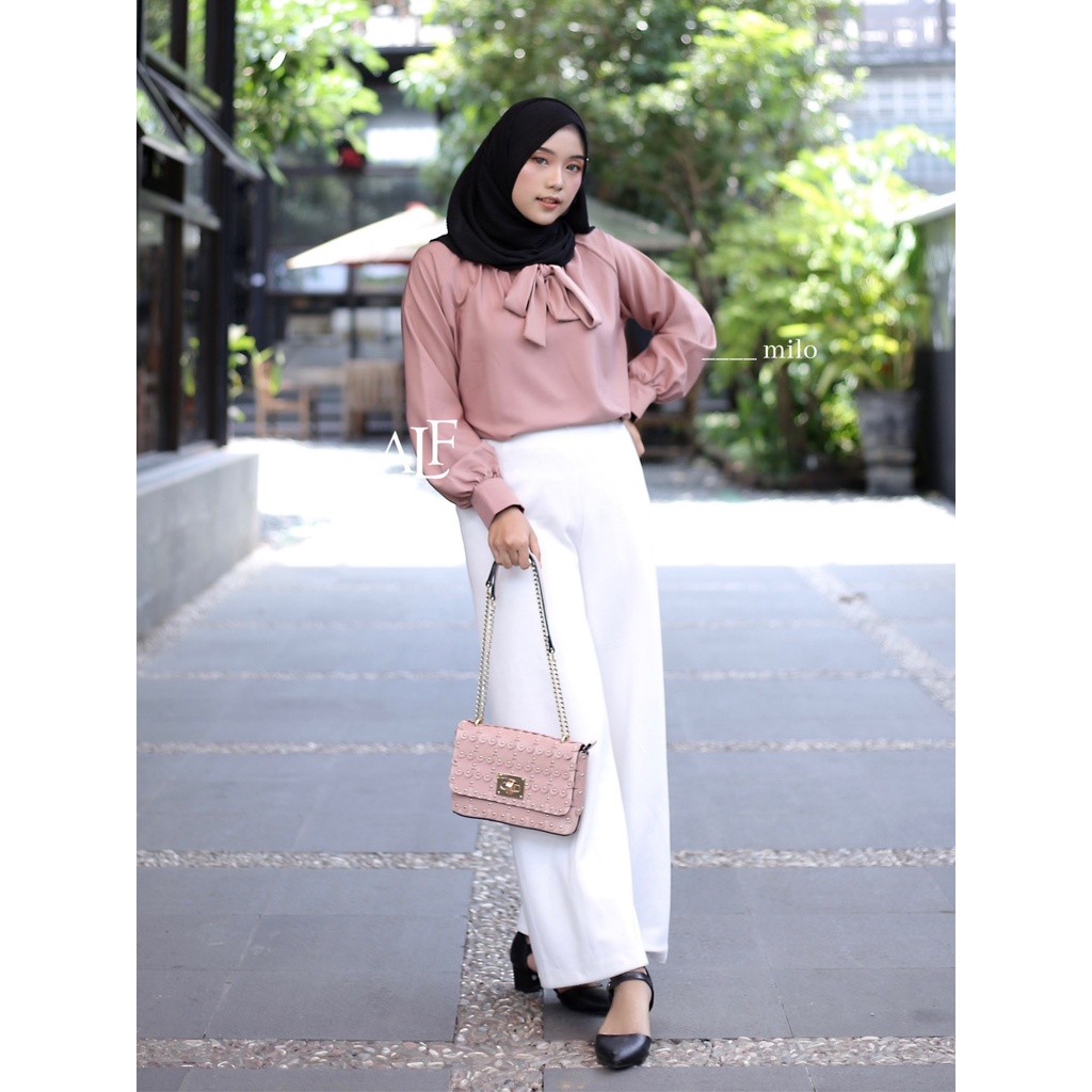 Alfaina Rosa Blouse Atasan Wanita Kerah Pita