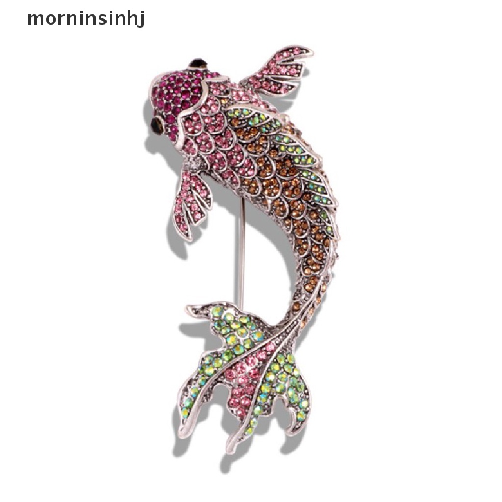 Mornin 1pc Bros Pin Enamel Bentuk Ikan Mas Merah Besar