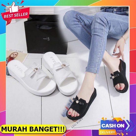 Restok Sandal Wisuda Pesta Lebaran Nikahan Bustong Import / Sendal Brukat 3 5 Cm Pesta Murah Hak Tah