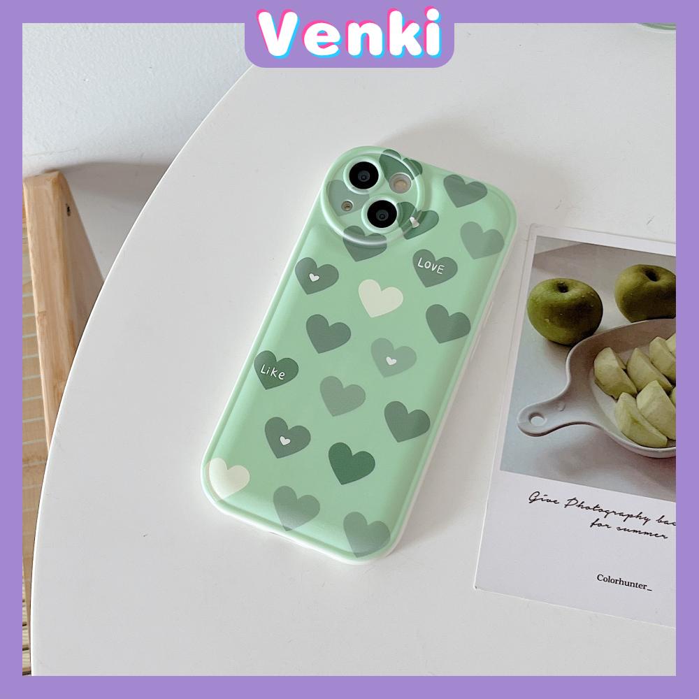 iPhone Case TPU Silicone Soft Case Airbag Shockproof Protection Camera Green Heart Compatible For iPhone 11 Pro Max 13 Pro Max 12 Pro Max 7Plus xr XS Max