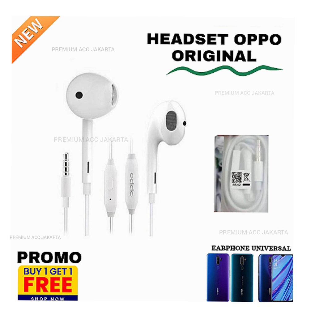 PROMO [ BELI 1 GRATIS 1 ] Headset Handsfree Oppo R11 Original , Earphone Oppo Ori F9 Copotan