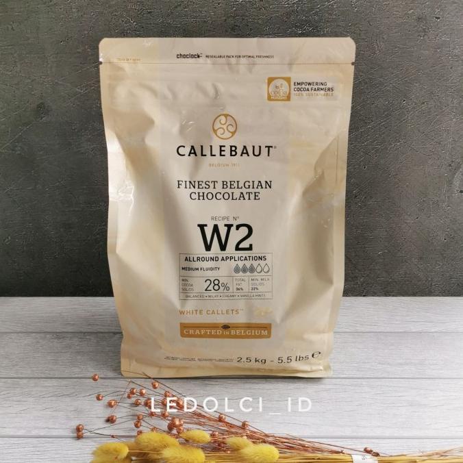 

CALLEBAUT WHITE CHOCOLATE W2 COUVERTURE REPACK 250 GR TERLARIS TERPERCAYA ORIGINAL