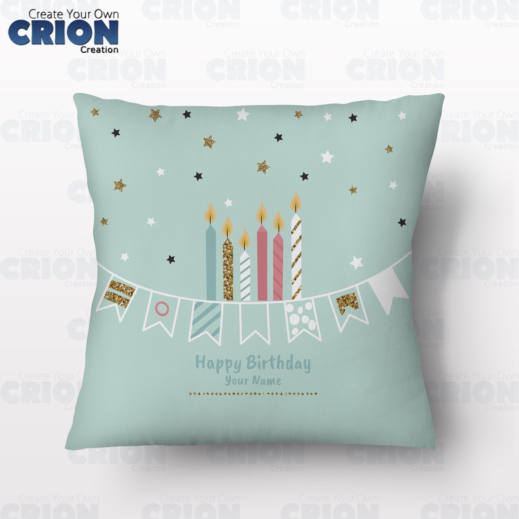 Bantal Happy Birthday - Bisa custom Nama - souvenir/kado - By Crion