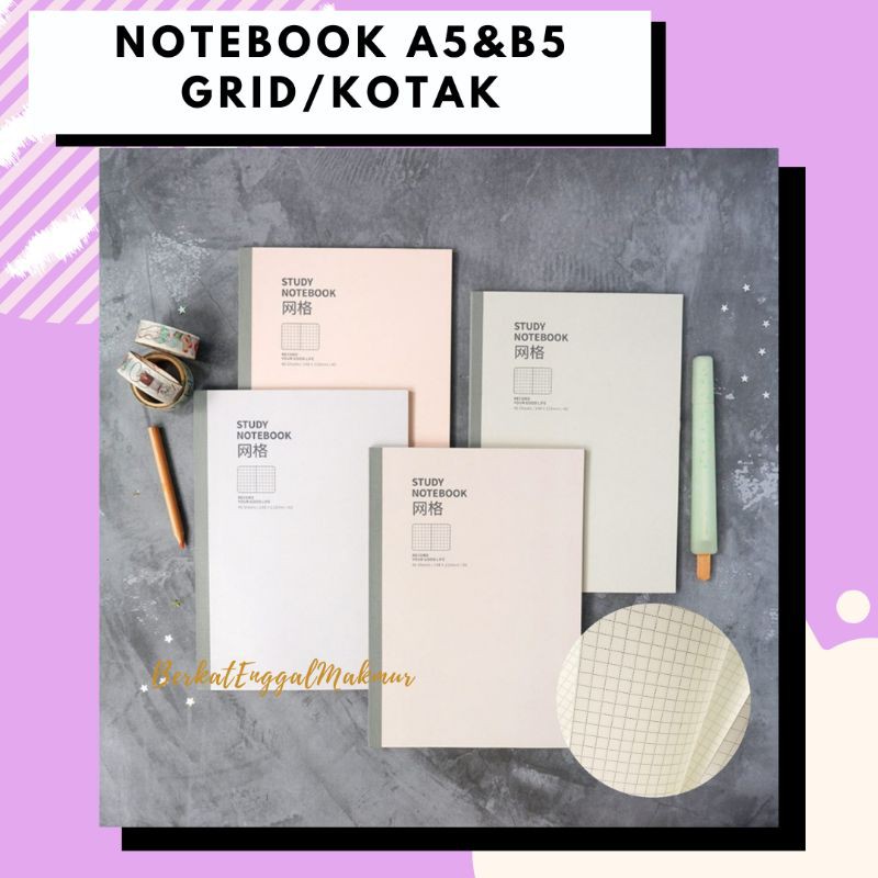 

Light Shade Series A5 B5 Notebook Grid Kotak