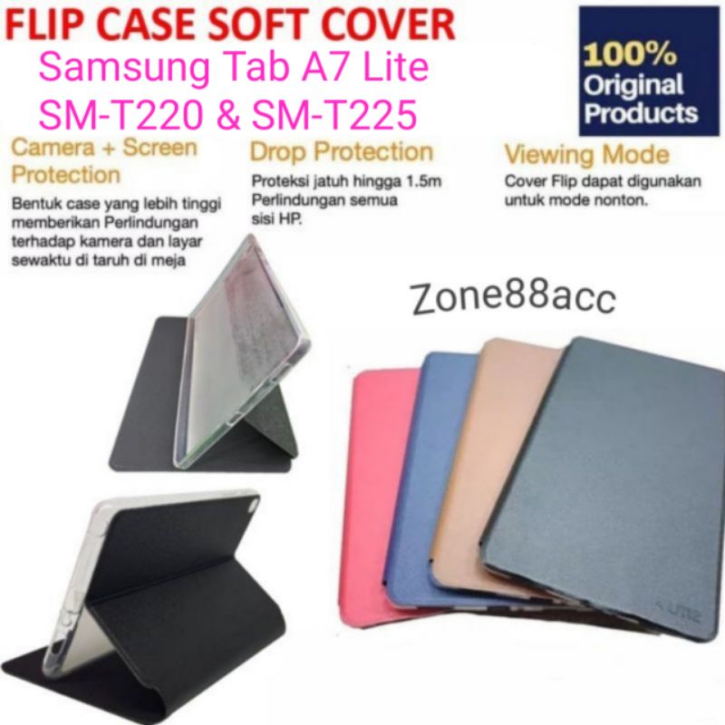 Samsung Tab A7 Lite T220 T225 Sarung Smart Leather Flip Folio Book Cover Casing Case Ume Flipcover Softcase Silicon