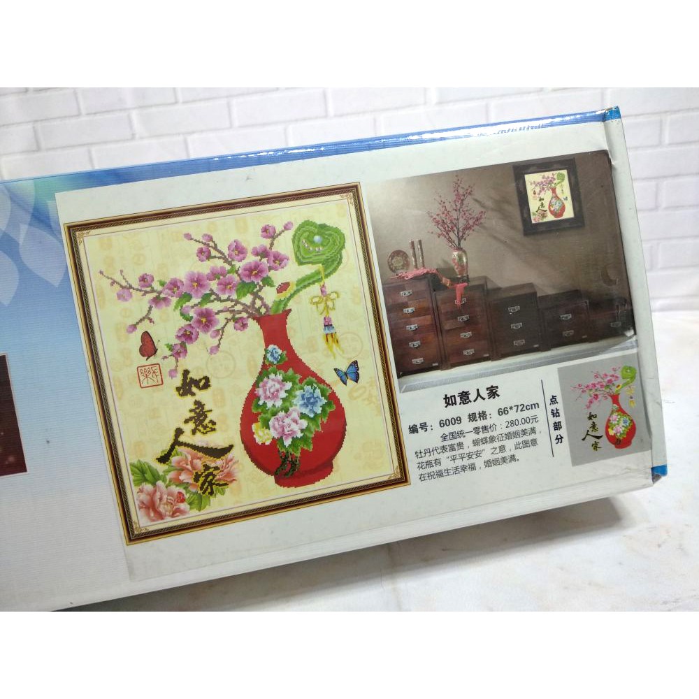 Paket DIY Craft Diamond Painting Y6009 Vas Bunga Sakura Cherry Blossom