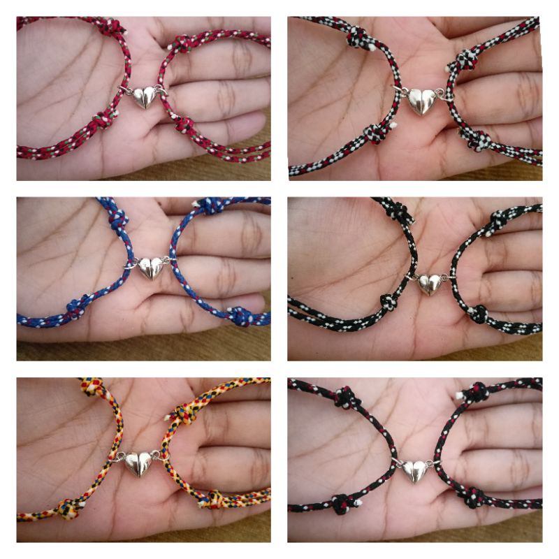 gelang couple persahabatan tali prusik magnet bentuk love