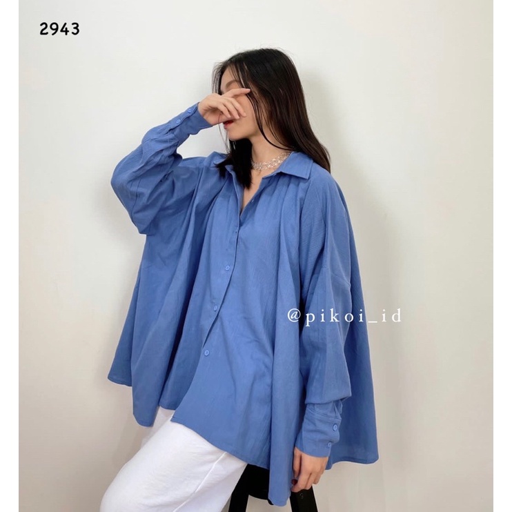 Kemeja Putih Korea Oversize / Kemeja Hitam Polos Wanita / Kemeja Lengan Panjang Oversize Shirt /2943