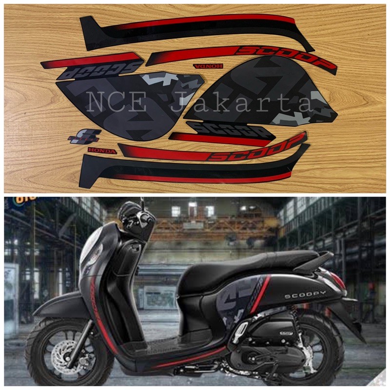 STIKER STRIPING LIS SCOOPY SPORTY 2020 BLACK HITAM