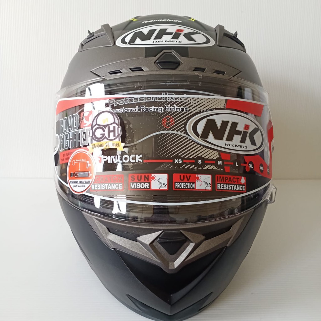 HELM FULL FACE NHK RX9 RX-9 MOTIF HAWK BLACK DOFF YELLOW RX NINE