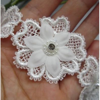 Lace Patch - White Flower Beading #27 (6pcs)