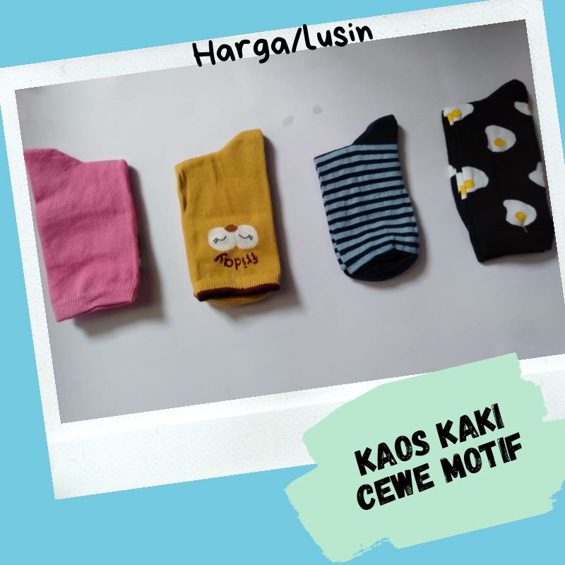 ( 12 PASANG ) Kaos Kaki Cewe Motif Keren