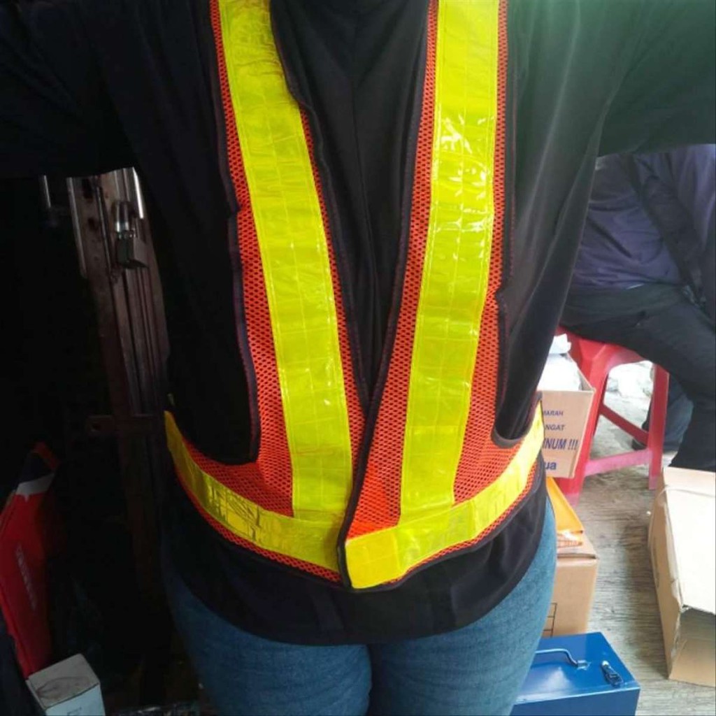 Safety Vest - Baju Rompi Proyek Pengaman Jaring V Orange (Per helai)