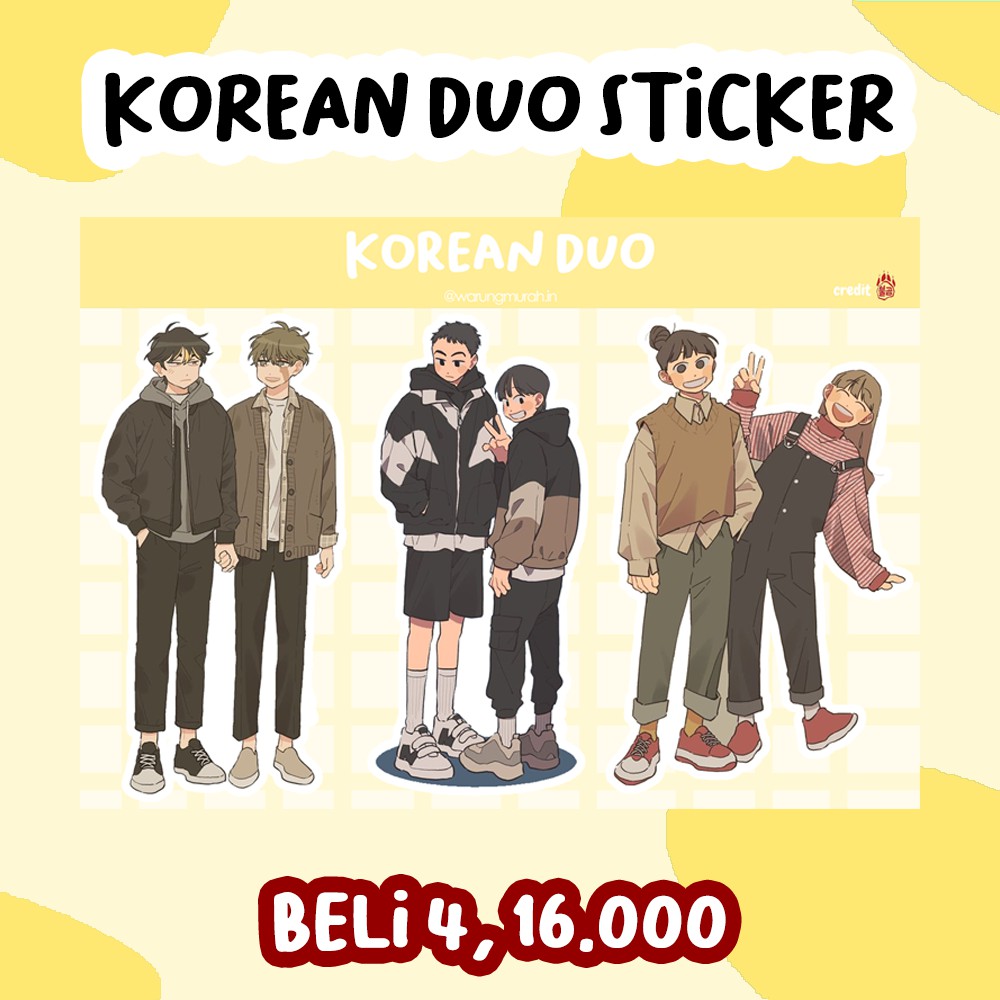

[BELI 4, 16.000] KOREAN DUO STICKER AESTHETIC, LUCU, MURAH, BERKUALITAS, ANTI AIR, SUDAH CUTTING