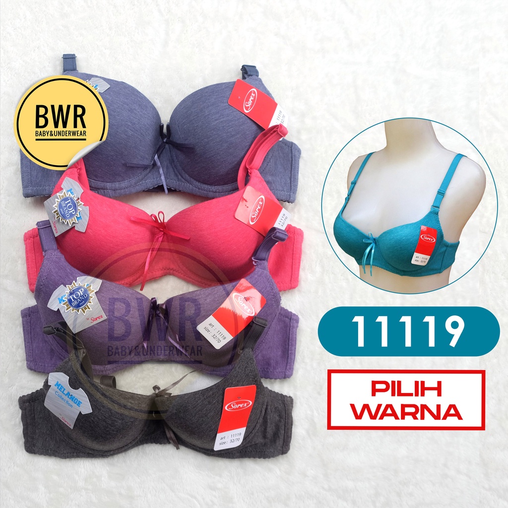 Bra BH Sorex 11119 Kawat | Bra Busa Sedang Kait Kancing 2 Melange PILIH WARNA | Bwr