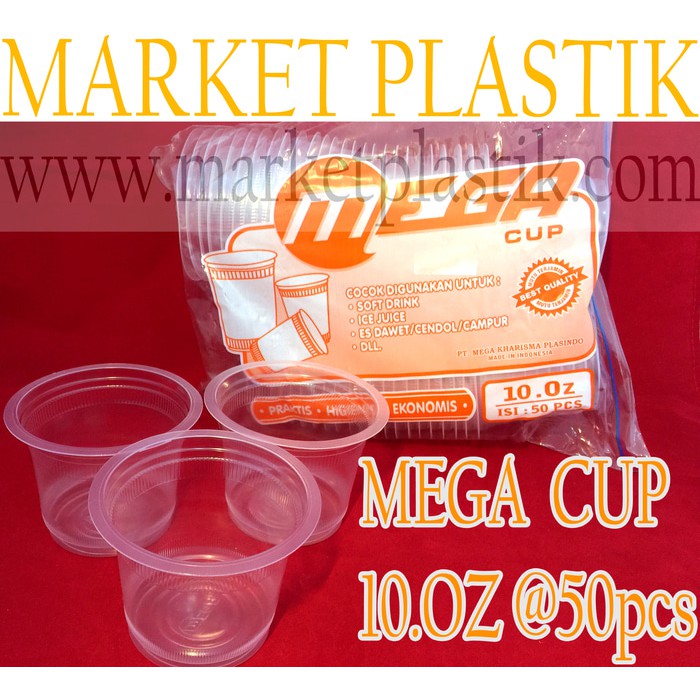 Gelas Plastik/Gelas Kolak/Mega Cup 10oz 50pcs