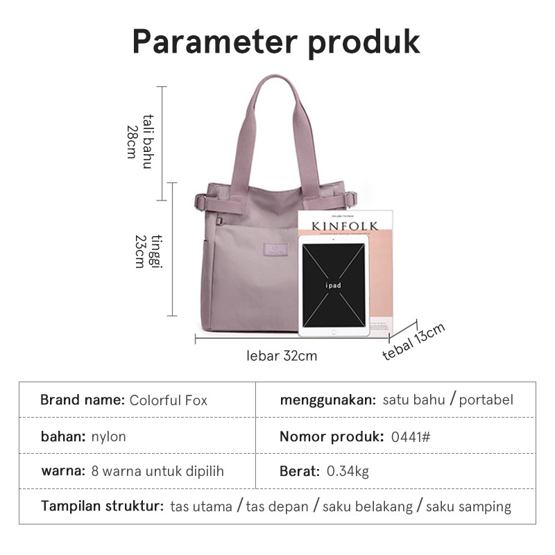 Hatin muii COLORFUL FOX 0441  HARUIICA Tas Selempang Wanita Shoulder Bag Wanita Hand Bag Wanita TOTEBAG LAPTOP WATER RESISTANT