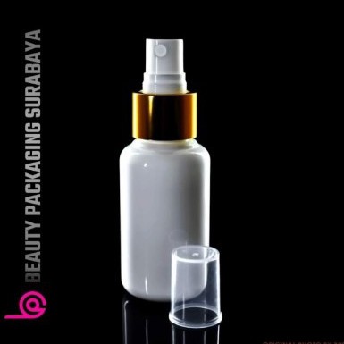 Botol Plastik PET 70ml Tubular Putih Tutup Spray Gold