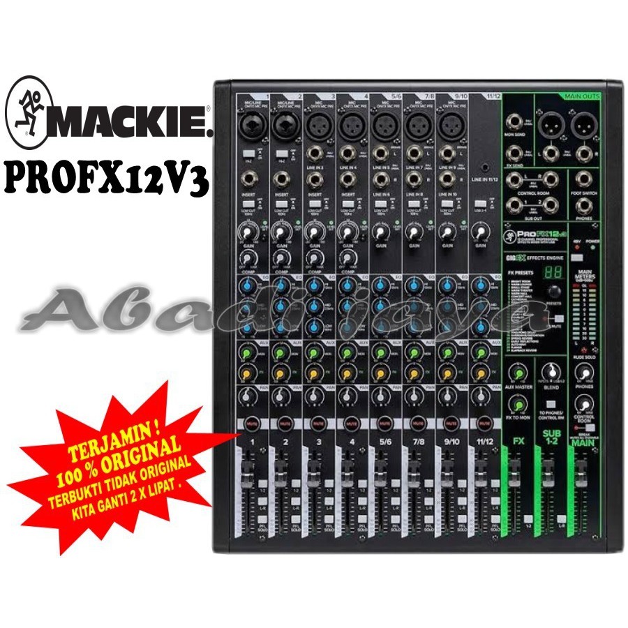 Mixer 12 Channel Mackie ProFX12v3 ProFX12 v3 Original Garansi Resmi