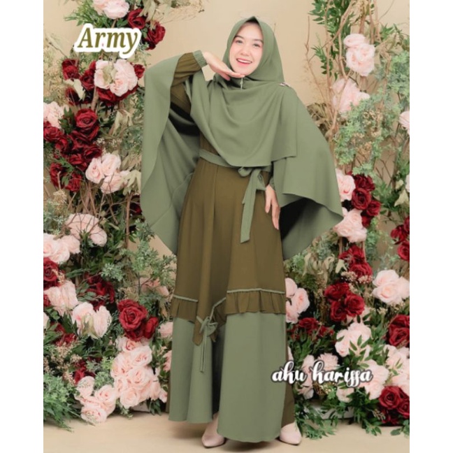 READY YUNISA SET SYAR'I AKU KARISSA ORI//GAMIS BEST SELLER WARNA BARU-Army
