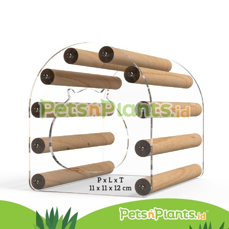 Mainan Gigitan Hamster Akrilik Crystal Clear Kayu Natural Wood Import PnP