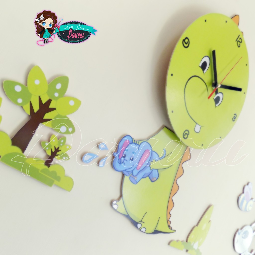 Jam dinding unik lucu - DIY wall clock kode Dino