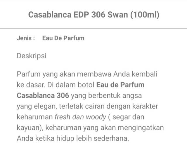 CASABLANCA Parfum EDP SWAN 306 100ml