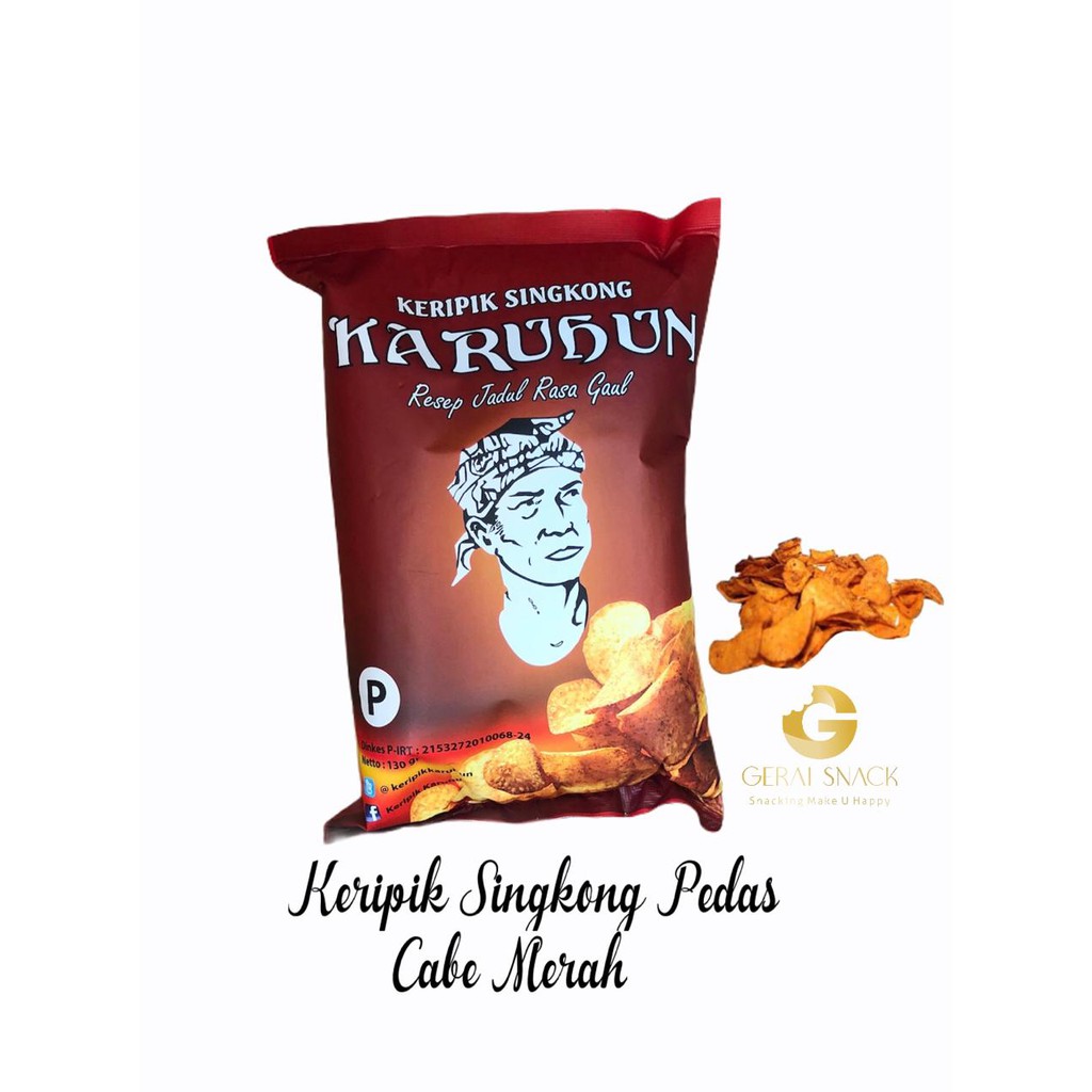 Keripik Singkong Karuhun Pedas Cabe Merah  Resep Jadul Rasa Kekinian 130gr