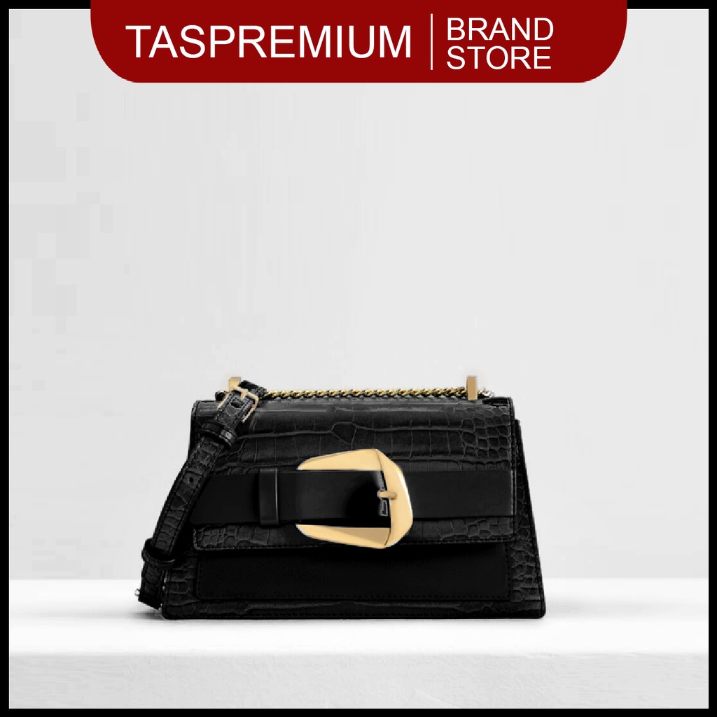 Tas Selempang Bahu Sling Bag Wanita Cewek Import / Impor Resleting Kulit Premium Pd Syalman Croco Sl