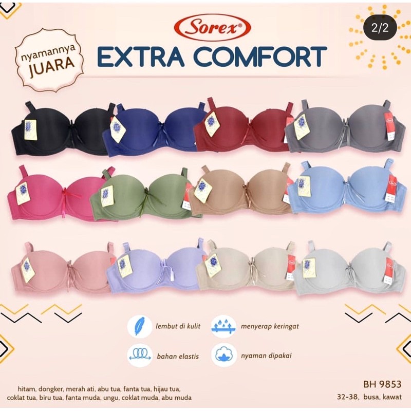 BH | Bra Setengah Cup SOREX 9853 Extra Comfort Pakai Kawat &amp; Busa Tipis